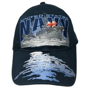 United States Navy Strapback Baseball Cap Blue One Size Embroidered Eagle Crest